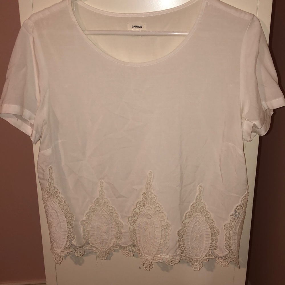 White Cotton Blouse with Lace Bottom